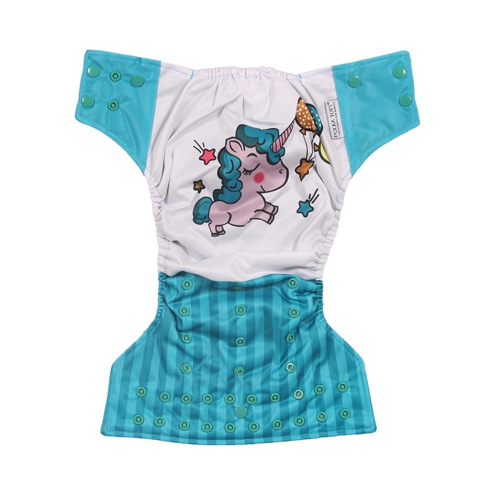 Polka Tots Washable and Reusable Adjustable Cloth Diaper with 5 Layer Bamboo Charcoal Insert Unicorn - Image 1