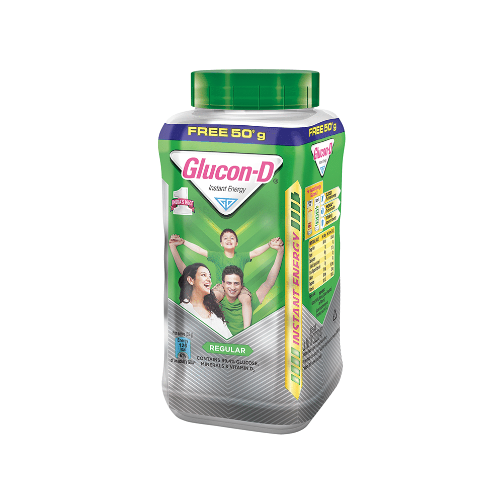 Glucon-D with Glucose, Calcium, Vitamin C & Sucrose | Nutrition Booster Regular