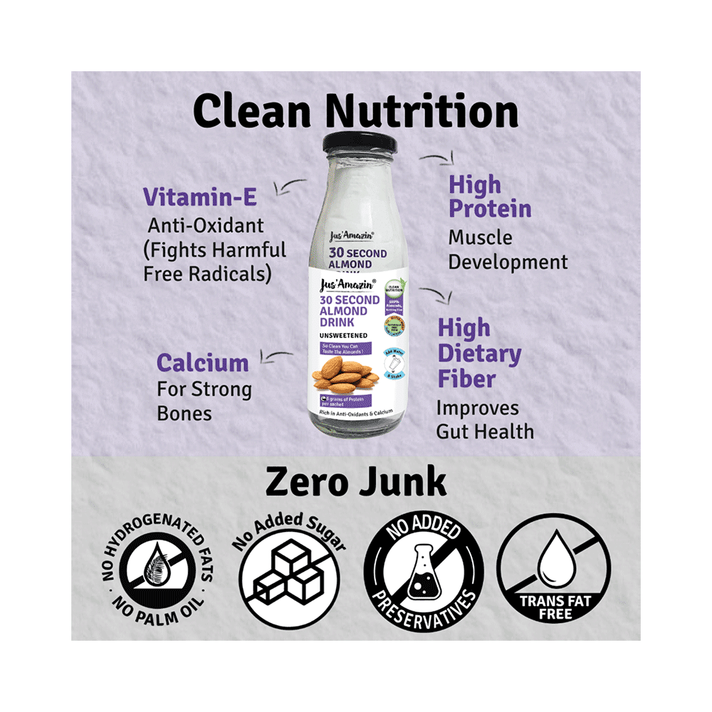 Jus Amazin 30 Second Almond Drink (25gm Each) Unsweetened Gluten, Lactose & Sugar Free - Image 6