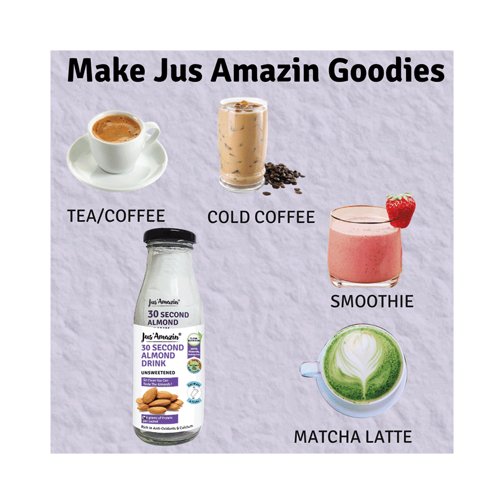 Jus Amazin 30 Second Almond Drink (25gm Each) Unsweetened Gluten, Lactose & Sugar Free - Image 8