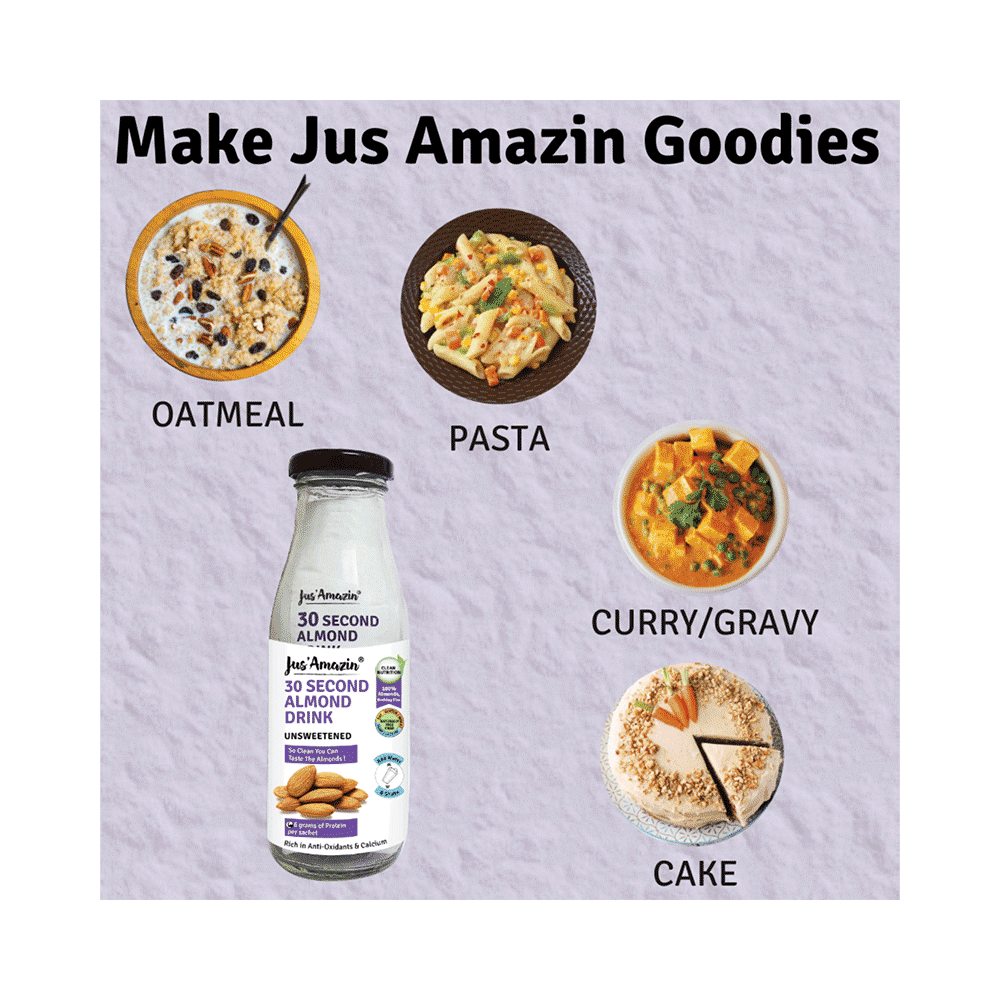 Jus Amazin 30 Second Almond Drink (25gm Each) Unsweetened Gluten, Lactose & Sugar Free - Image 9