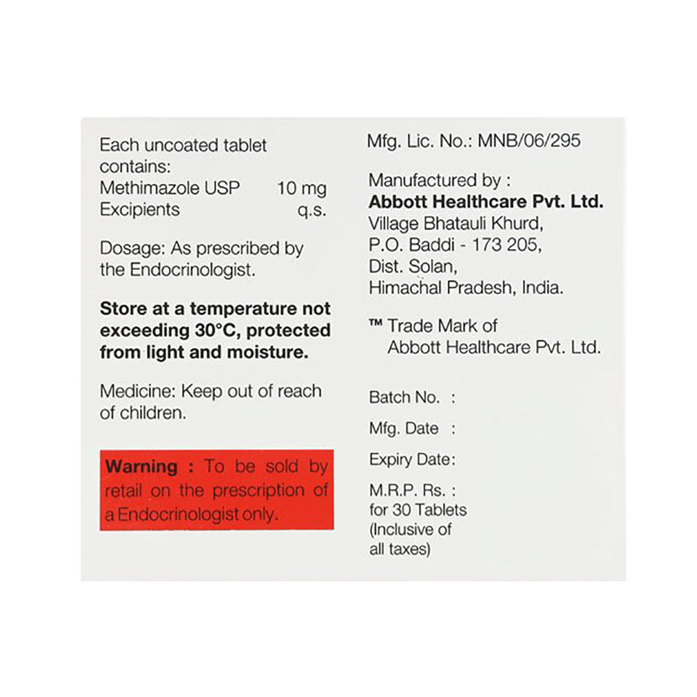 Methimercazole 10 Tablet - Image 2