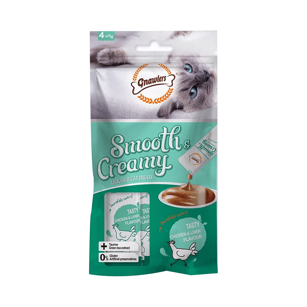Gnawlers Smooth & Creamy Lickable Cat Treat (4Each) Tasty Chicken & Liver - Image 2