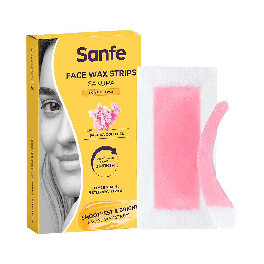 Sanfe Face Wax Strips with Sakura Hair Removal For Eyebrows, Upper Lips, Forehead & Chin - Image 2