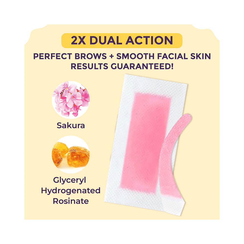Sanfe Face Wax Strips with Sakura Hair Removal For Eyebrows, Upper Lips, Forehead & Chin - Image 5