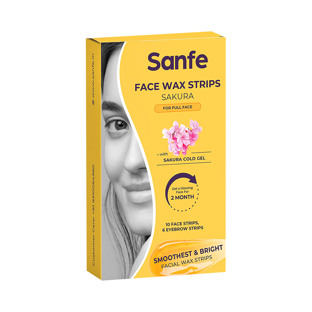 Sanfe Face Wax Strips with Sakura Hair Removal For Eyebrows, Upper Lips, Forehead & Chin - Image 1