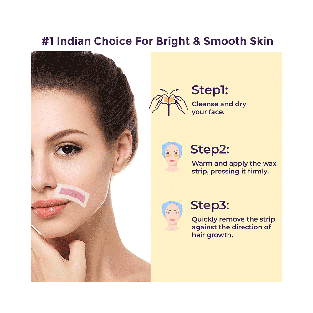 Sanfe Face Wax Strips with Sakura Hair Removal For Eyebrows, Upper Lips, Forehead & Chin - Image 6