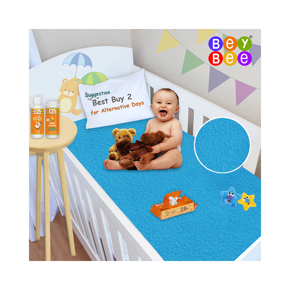 Bey Bee Waterproof Baby Bed Protector Dry Sheet for Toddlers (100cm X 70cm) Medium Firoza - Image 2