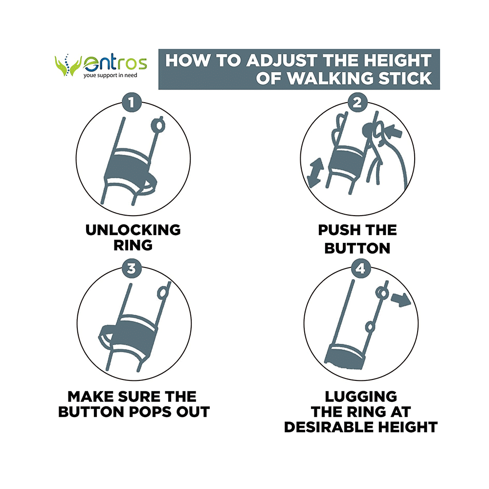 Entros KL 926 Height Adjustable Walking Stick 3 Leg - Image 6