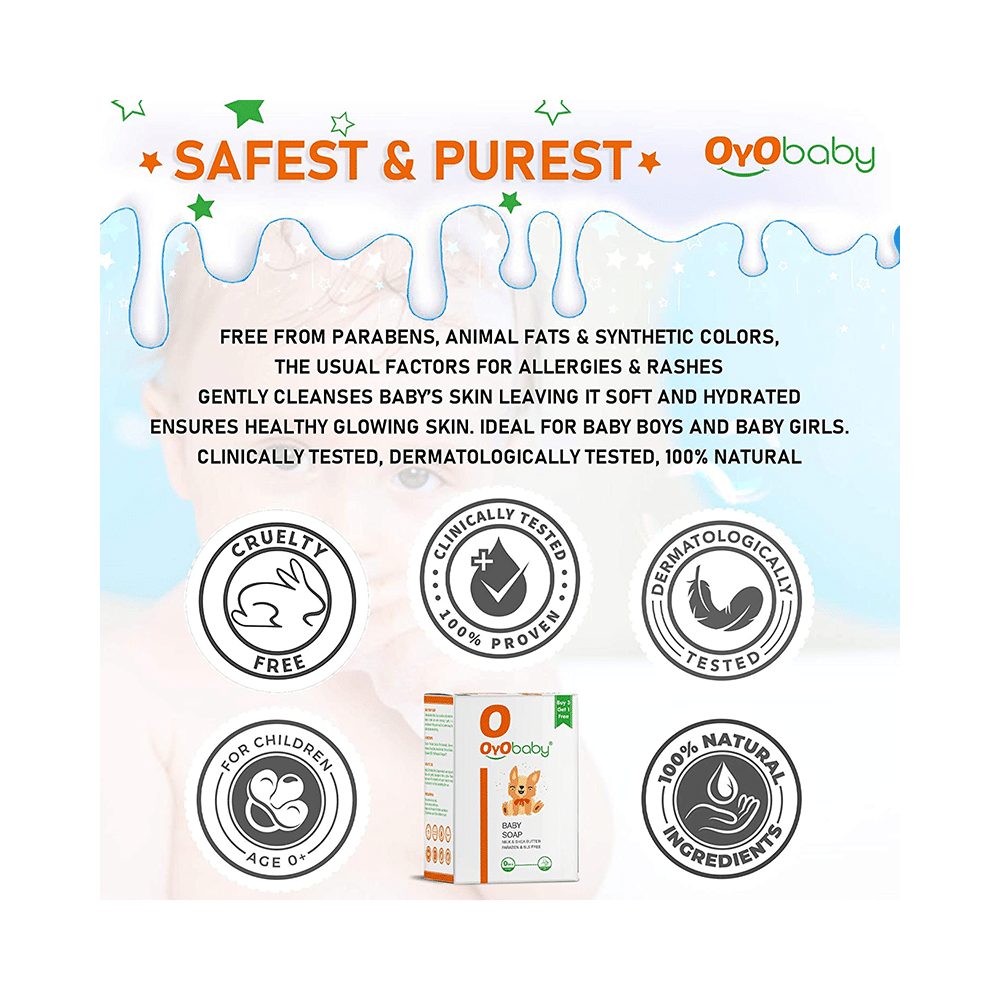 Oyo Baby Milk & Shea Butter Baby Soap (75gm Each) Buy 3 Get 1 Free - Image 4