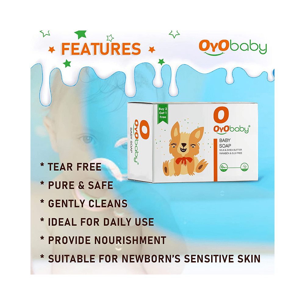 Oyo Baby Milk & Shea Butter Baby Soap (75gm Each) Buy 3 Get 1 Free - Image 3