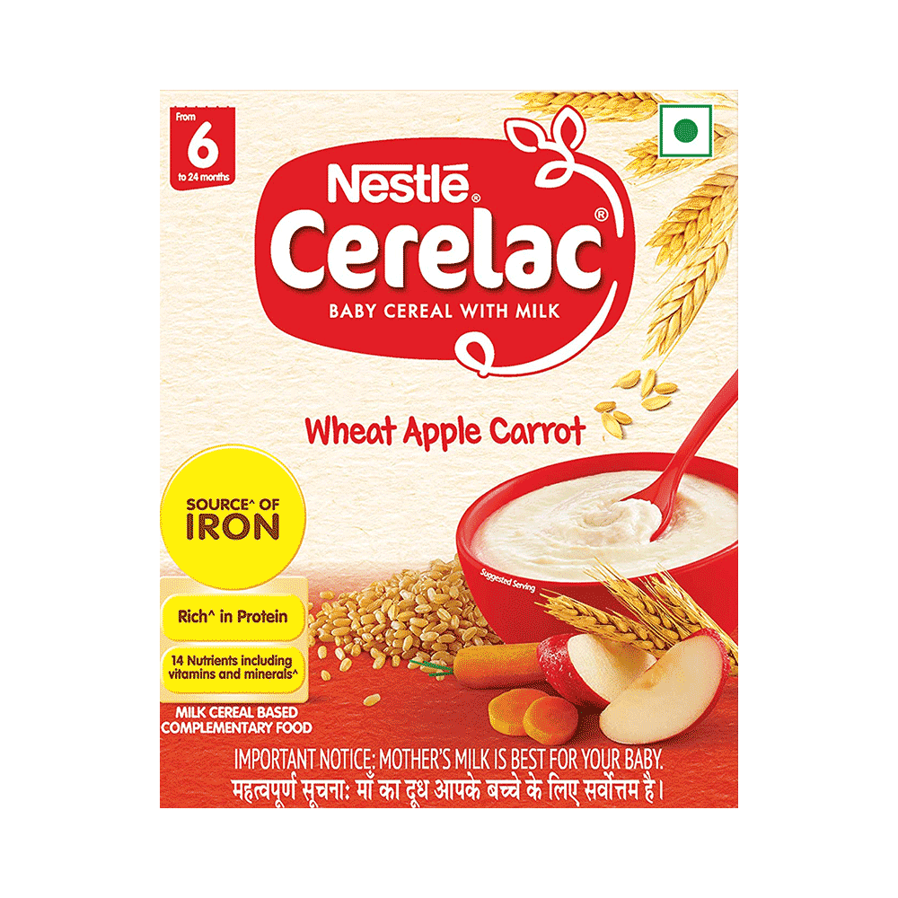 Nestle Cerelac Baby Cereal with Milk & Iron (from 6 to 24 Months) | Wheat Apple Carrot - Image 1