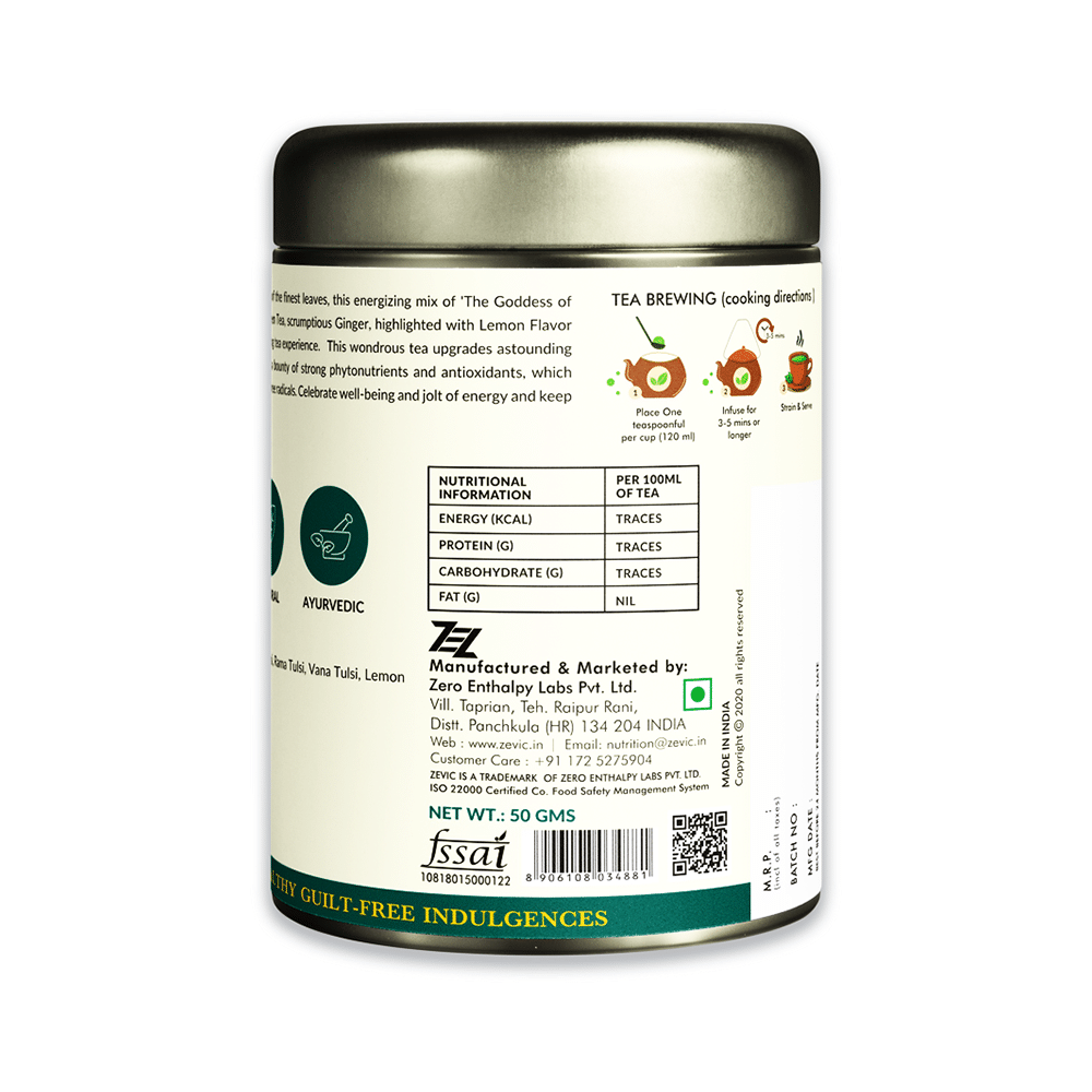 Zevic Ginger Tulsi Green Tea Natural Herbal Tea - Image 3