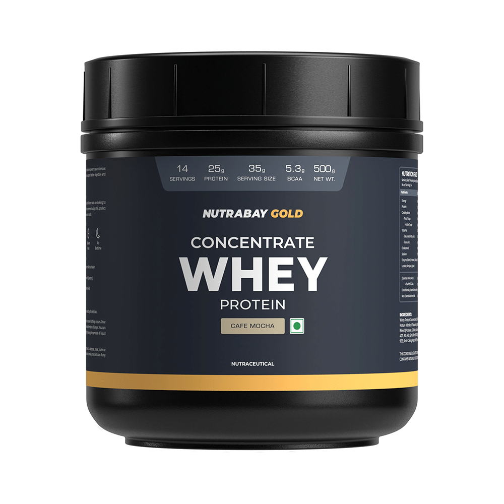 Nutrabay Gold Concentrate Whey Protein for Muscle Recovery | No Added Sugar Powder Cafe Mocha - Image 1
