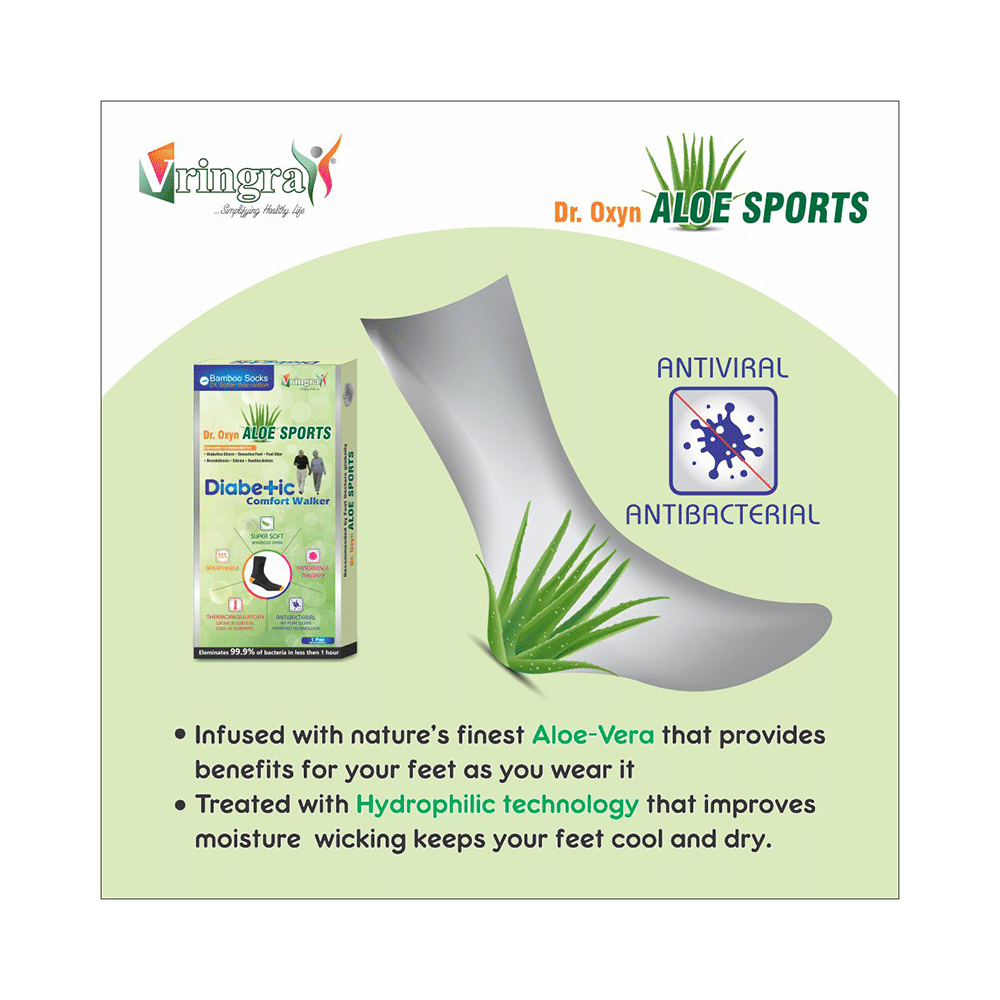 Vringra Combo Pack of Dr. Oxyn Aloe Sports Diabetic Comfort Walker and Dr. Oxyn Fresh Diabetic Socks (1 Pair Each) - Image 4