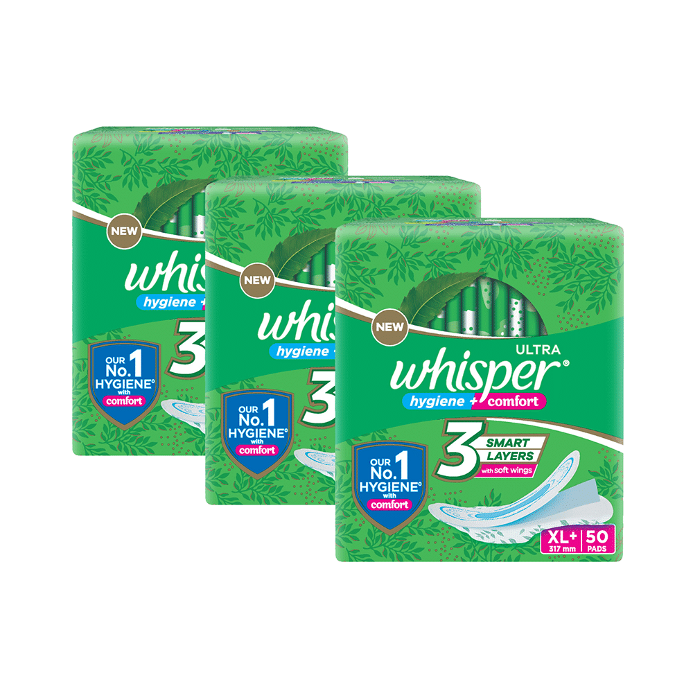 Whisper Ultra Hygiene + Comfort Sanitary Pads (50 Each) XL+