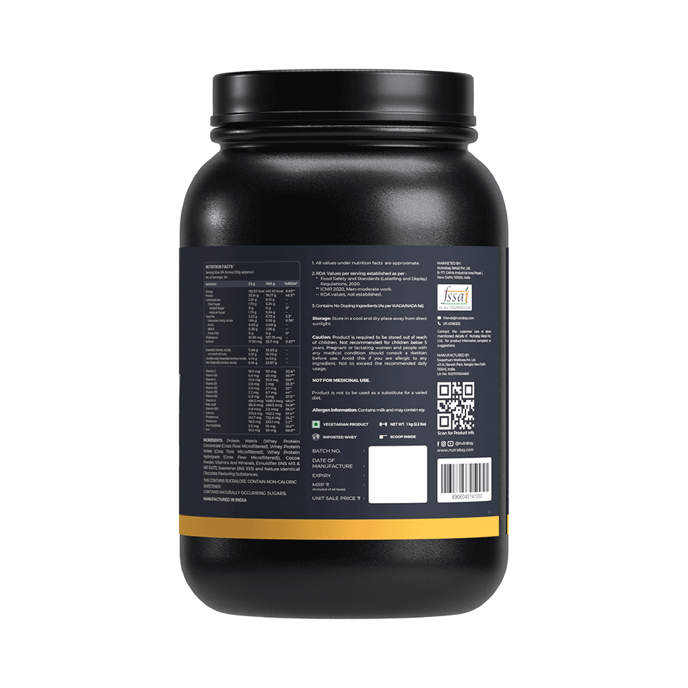 Nutrabay Gold Tri-Blend Whey Protein for Muscle Recovery & Immunity | No Added Sugar | Flavour Powder Double Chocolate - Image 2