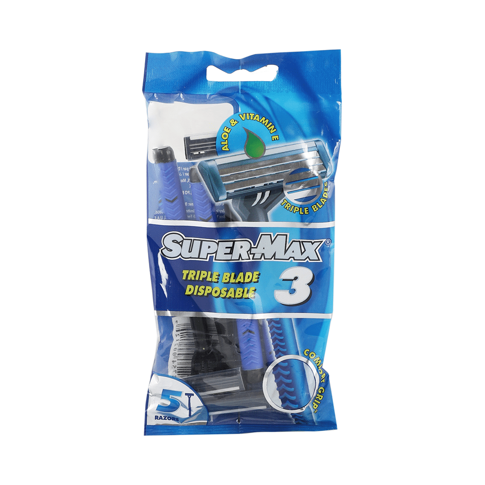 Super-Max Triple Blade Disposable Comfort Grip Razor