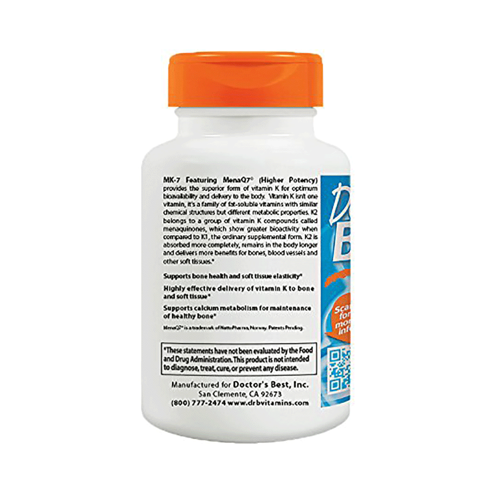 Doctor's Best MK-7 100mcg Veggie Caps | For Healthy Bones & Soft Tissue - Image 2