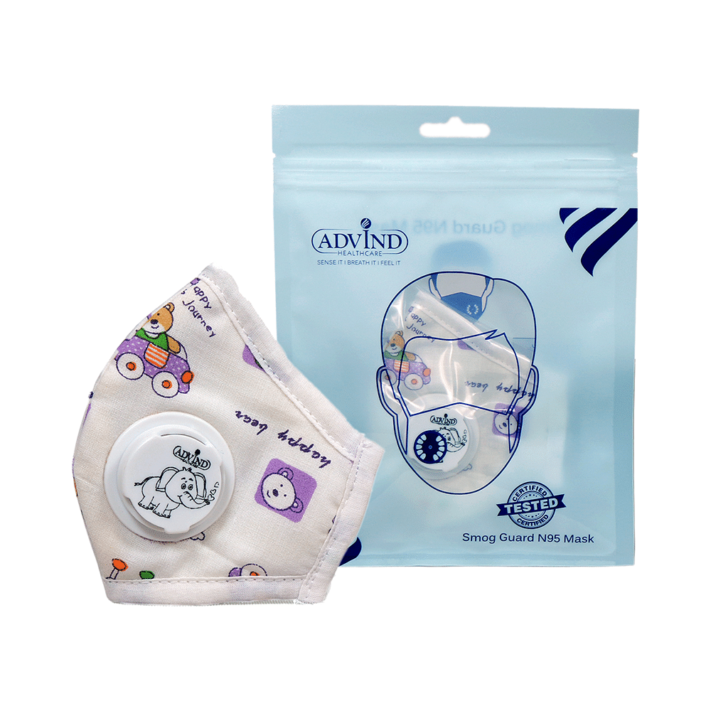 Advind Healthcare Smog Guard N95 Kids Mask with One Valve XS Teddy Bear Design - Image 5