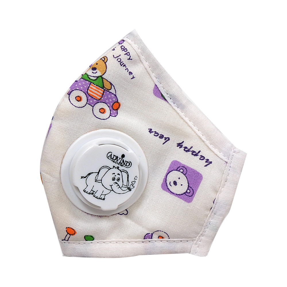 Advind Healthcare Smog Guard N95 Kids Mask with One Valve XS Teddy Bear Design - Image 1