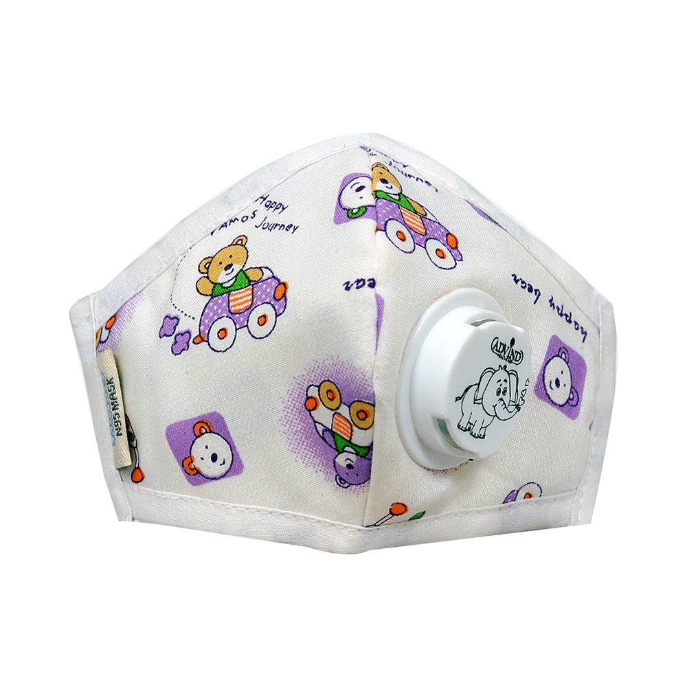 Advind Healthcare Smog Guard N95 Kids Mask with One Valve XS Teddy Bear Design - Image 3