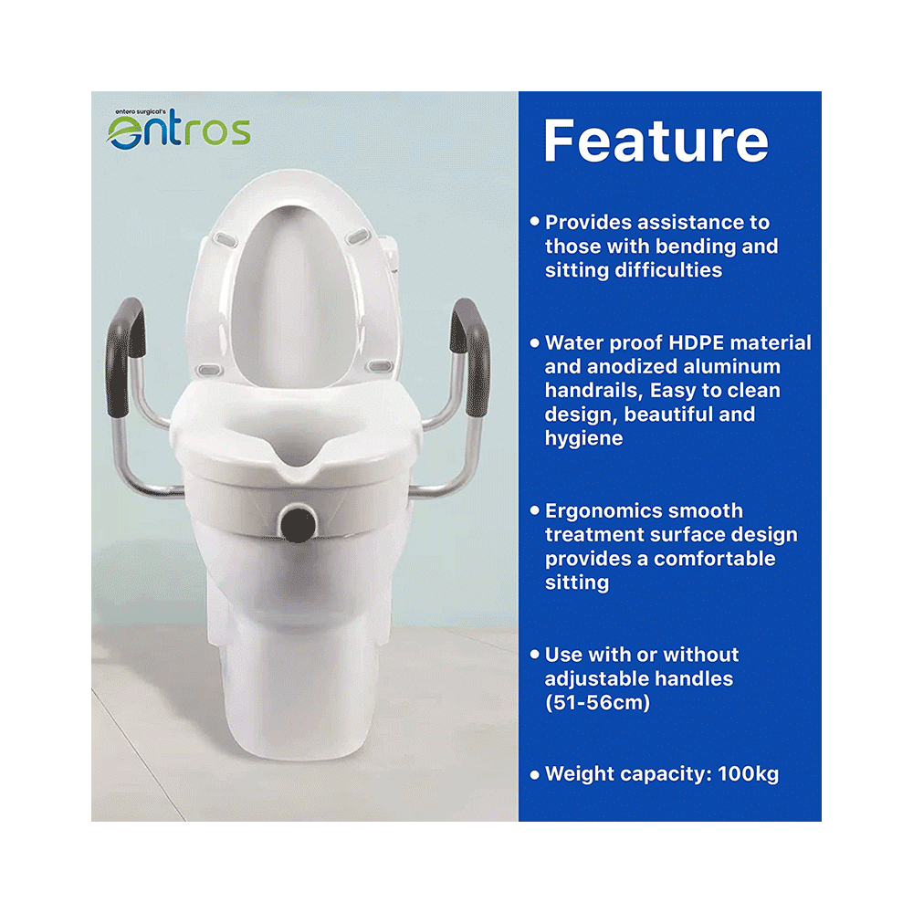 Entros SC7060I Raised Toilet Seat with Armrest for Handicap & Elderly - Image 4