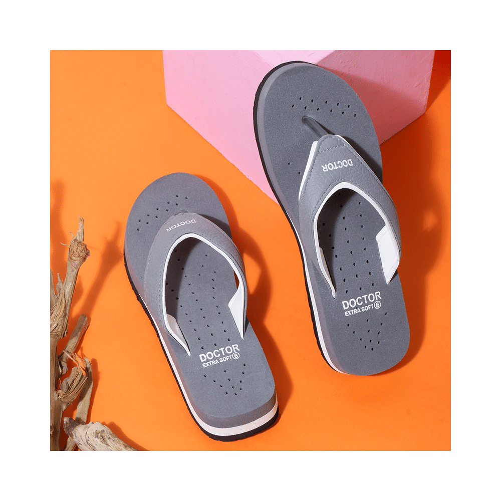 Doctor Extra Soft Ortho Care Orthopaedic Diabetic Pregnancy Comfort Flat Flipflops Slippers for Women Grey 4 - Image 4