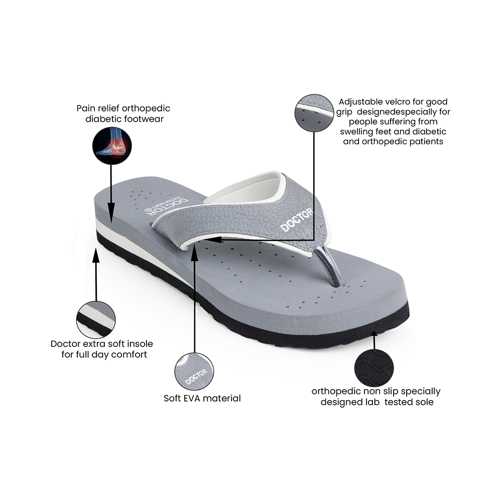 Doctor Extra Soft Ortho Care Orthopaedic Diabetic Pregnancy Comfort Flat Flipflops Slippers for Women Grey 4 - Image 10