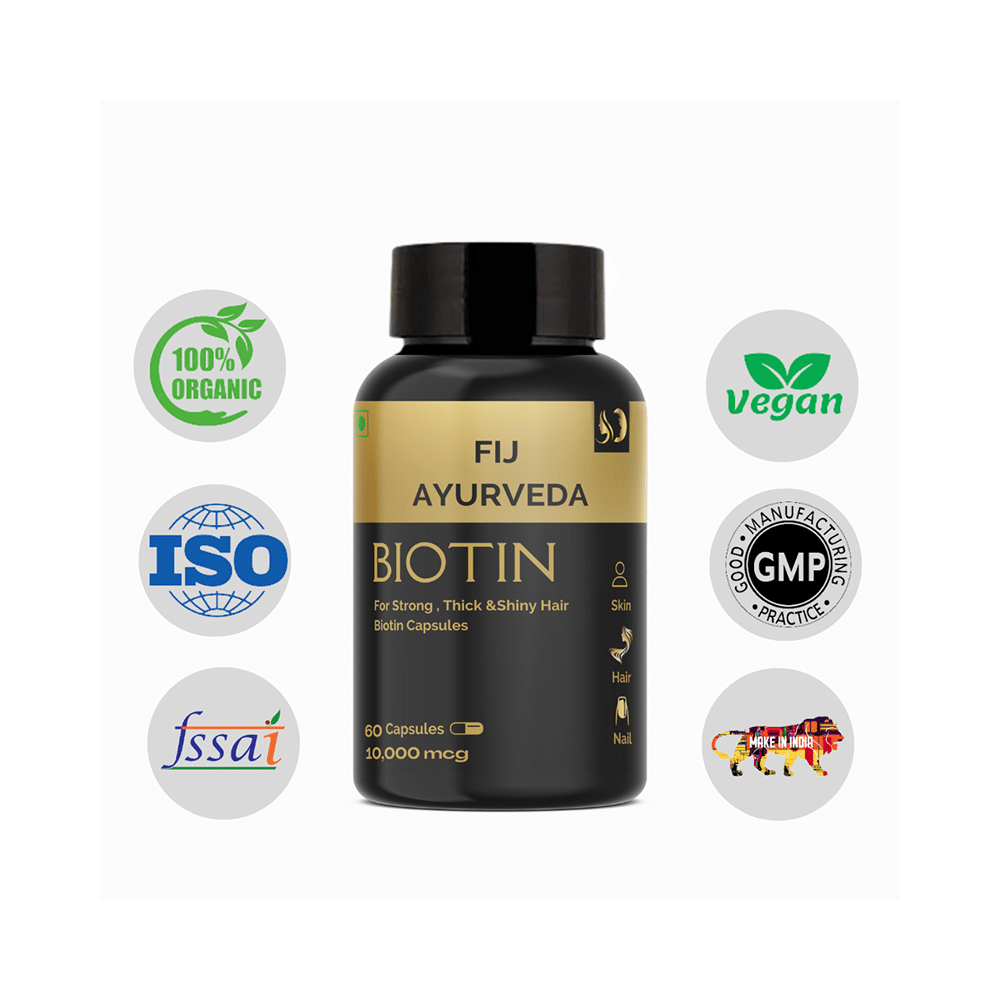 Fij Ayurveda Biotin 10000mcg Capsule - Image 6