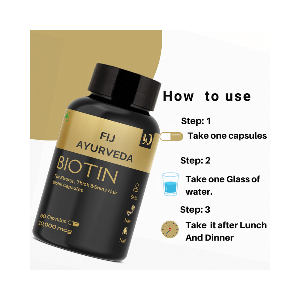Fij Ayurveda Biotin 10000mcg Capsule - Image 5