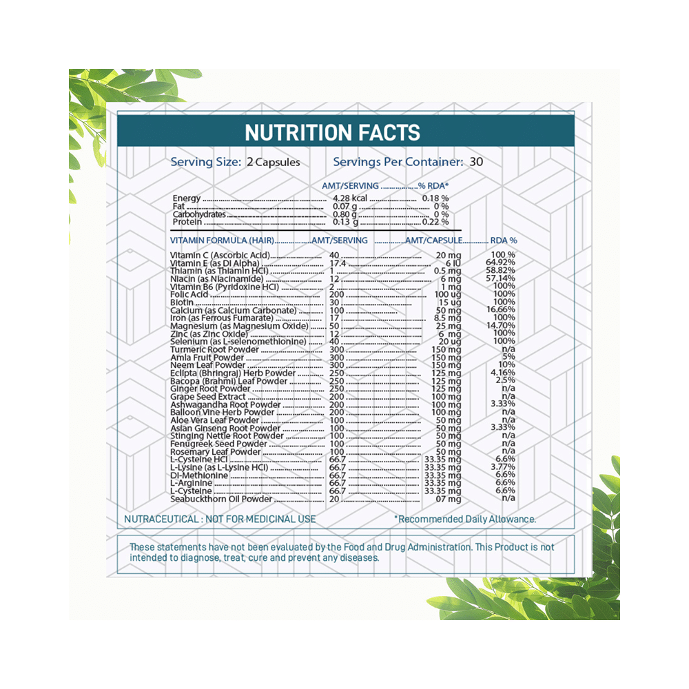 DHI Hair Vitamin with Biotin and Ayurvedic Herbs | For Hair Growth | Capsule - Image 8