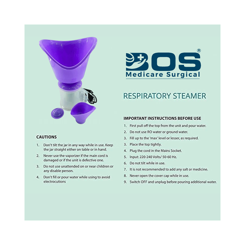 Bos Medicare Surgical 3 in 1 Vaporizer Steamer for Cough & Cold Violet - Image 4