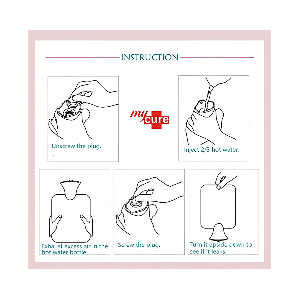 Mycure Rubber Hot Water Bag for  Pain Relief & Massager Red - Image 3