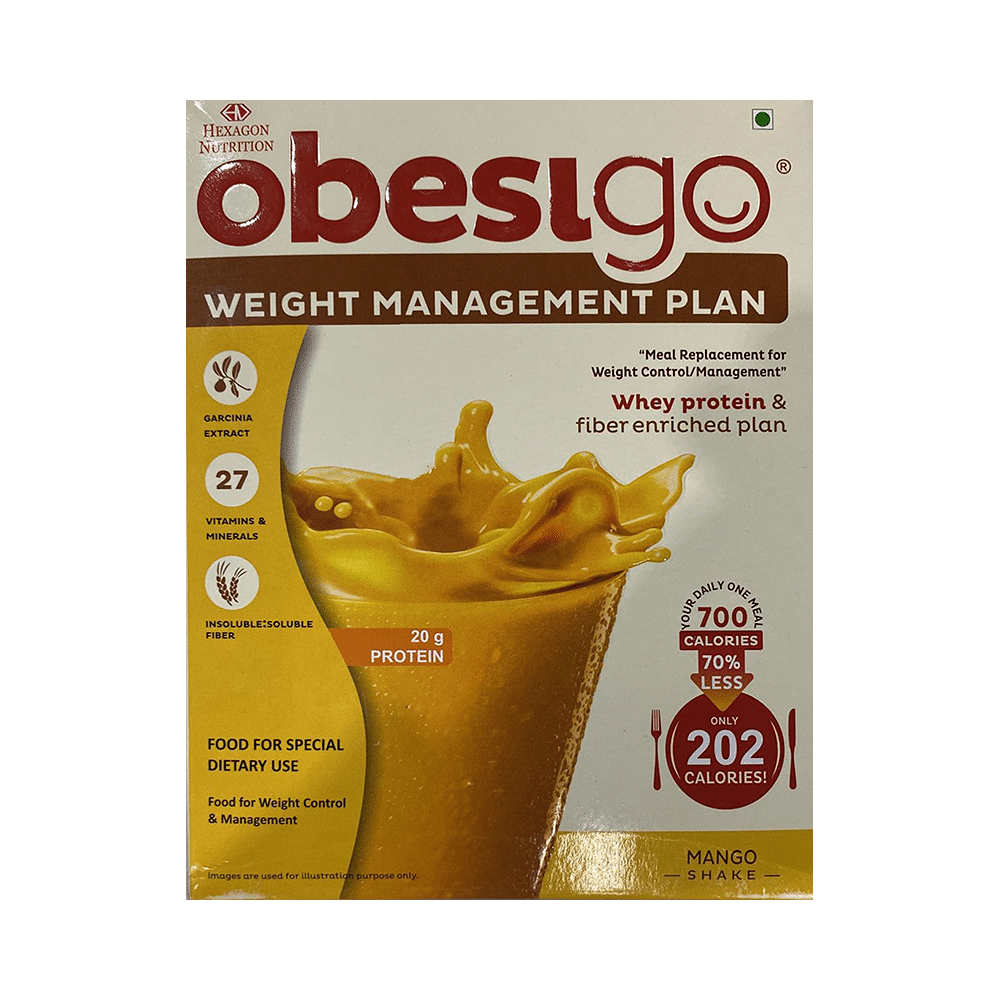 Obesigo Whey Protein 50gm Sachet Mango Shake - Image 1