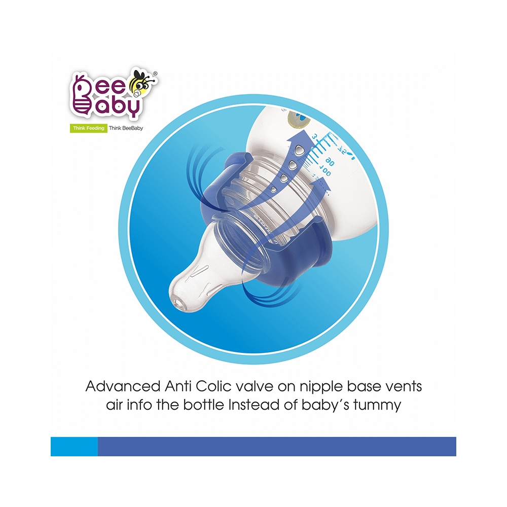 BeeBaby Easy Start Baby Feeding Bottle with 2 Anti-Colic Nipples 4 Months+ Blue - Image 7