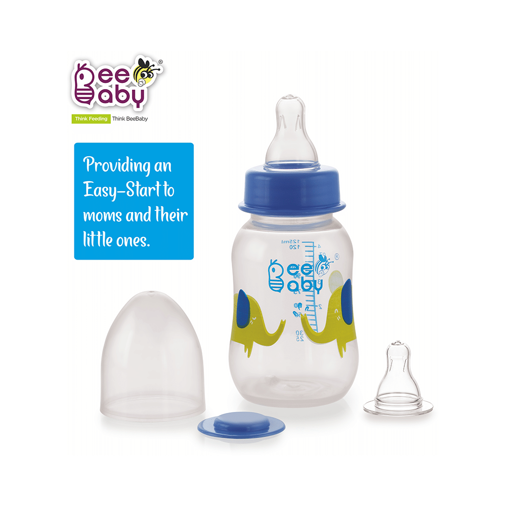 BeeBaby Easy Start Baby Feeding Bottle with 2 Anti-Colic Nipples 4 Months+ Blue - Image 4