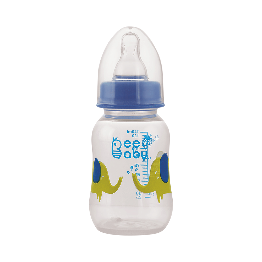 BeeBaby Easy Start Baby Feeding Bottle with 2 Anti-Colic Nipples 4 Months+ Blue