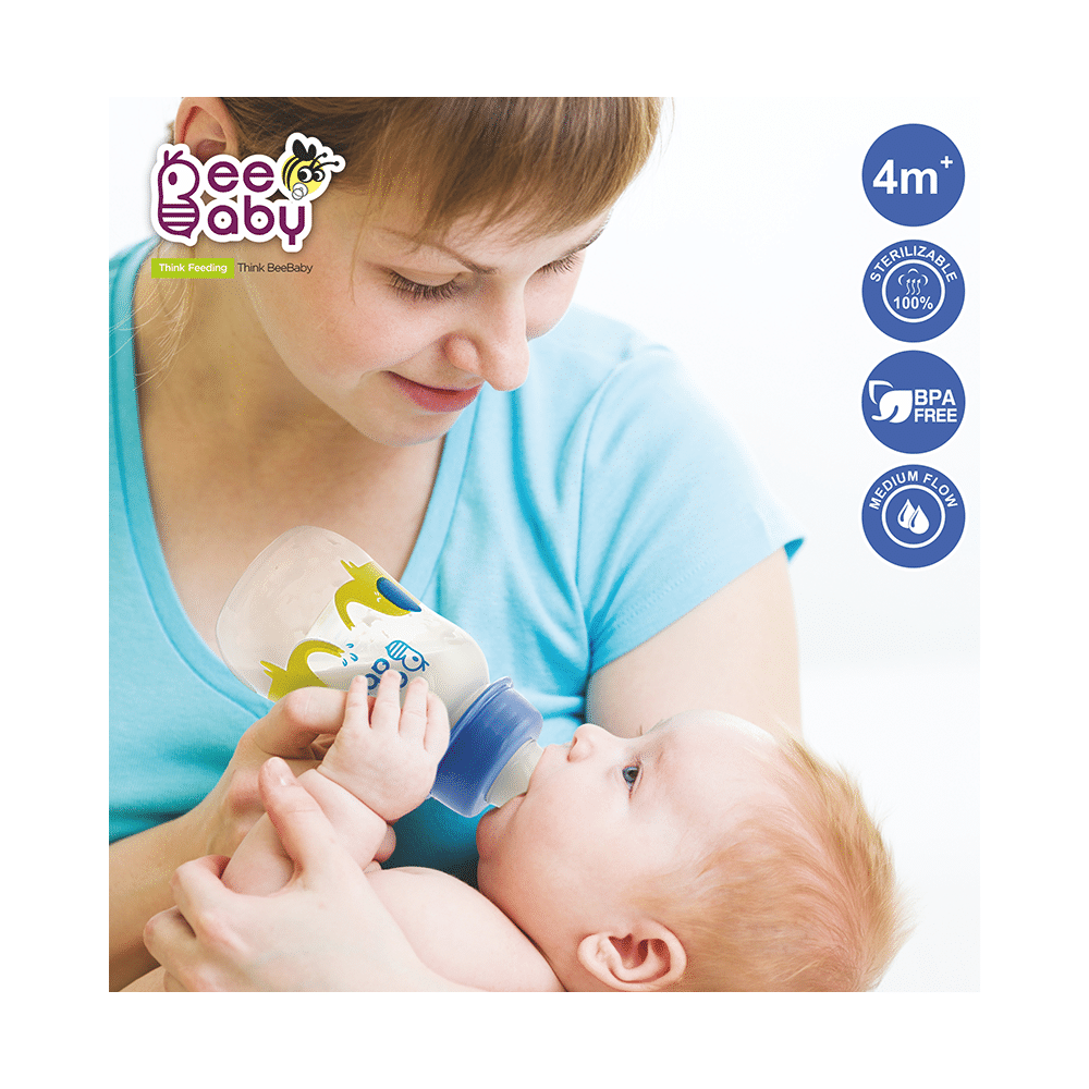 BeeBaby Easy Start Baby Feeding Bottle with 2 Anti-Colic Nipples 4 Months+ Blue - Image 5