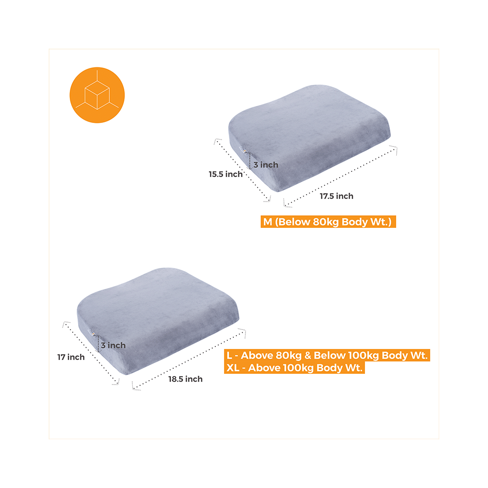 Fovera Tri-Foam Seat Cushion XL Velour Grey - Image 2