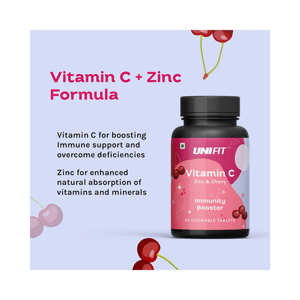 Unifit Combo Pack of Vitamin C Zinc & Orange Chewable Tablet & Vitmain C Zinc & Cherry Chewable Tablet (60 Each) - Image 2
