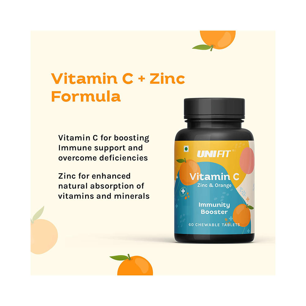 Unifit Combo Pack of Vitamin C Zinc & Orange Chewable Tablet & Vitmain C Zinc & Cherry Chewable Tablet (60 Each) - Image 4