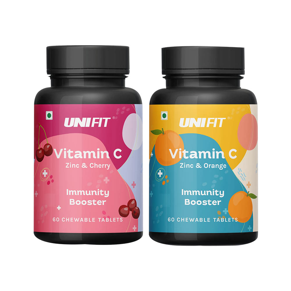 Unifit Combo Pack of Vitamin C Zinc & Orange Chewable Tablet & Vitmain C Zinc & Cherry Chewable Tablet (60 Each) - Image 1