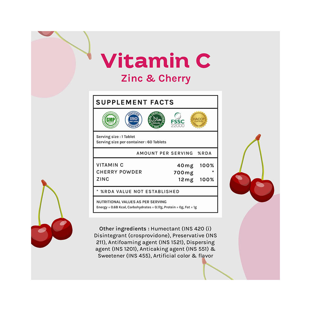 Unifit Combo Pack of Vitamin C Zinc & Orange Chewable Tablet & Vitmain C Zinc & Cherry Chewable Tablet (60 Each) - Image 7