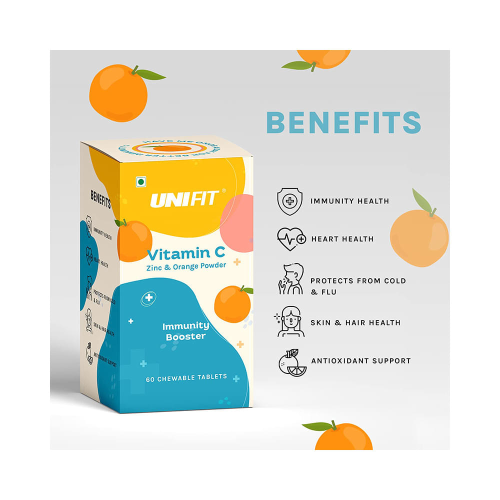Unifit Combo Pack of Vitamin C Zinc & Orange Chewable Tablet & Vitmain C Zinc & Cherry Chewable Tablet (60 Each) - Image 3
