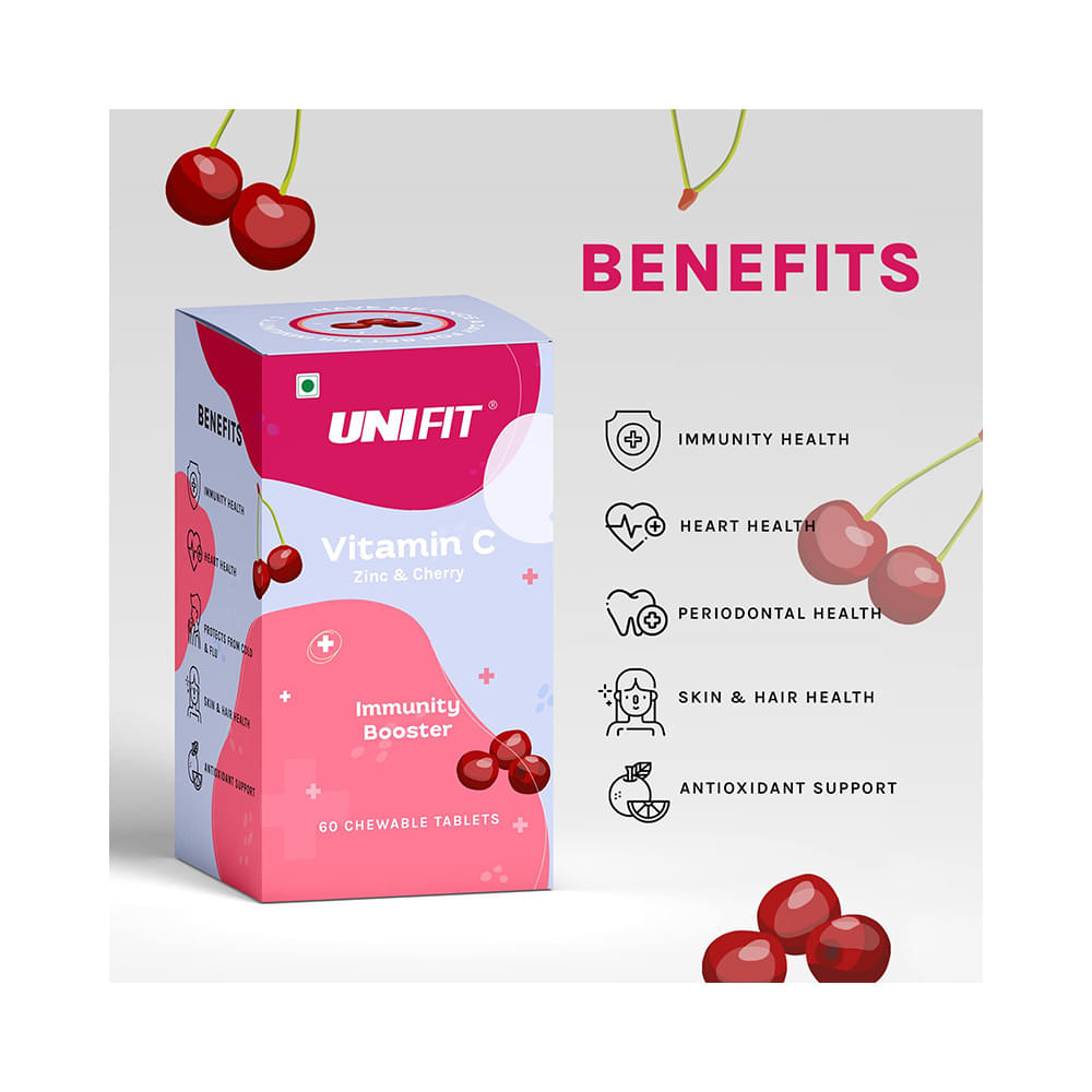 Unifit Combo Pack of Vitamin C Zinc & Orange Chewable Tablet & Vitmain C Zinc & Cherry Chewable Tablet (60 Each) - Image 5