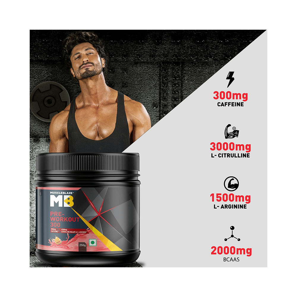 MuscleBlaze MB Pre-Workout 300 | With Citrulline & Arginine | For Energy & Recovery | Fruit Punch Powder - Image 4