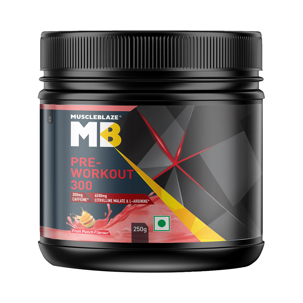 MuscleBlaze MB Pre-Workout 300 | With Citrulline & Arginine | For Energy & Recovery | Fruit Punch Powder - Image 1