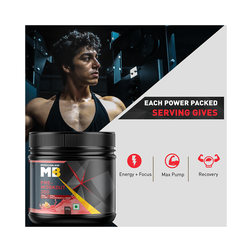 MuscleBlaze MB Pre-Workout 300 | With Citrulline & Arginine | For Energy & Recovery | Fruit Punch Powder - Image 5