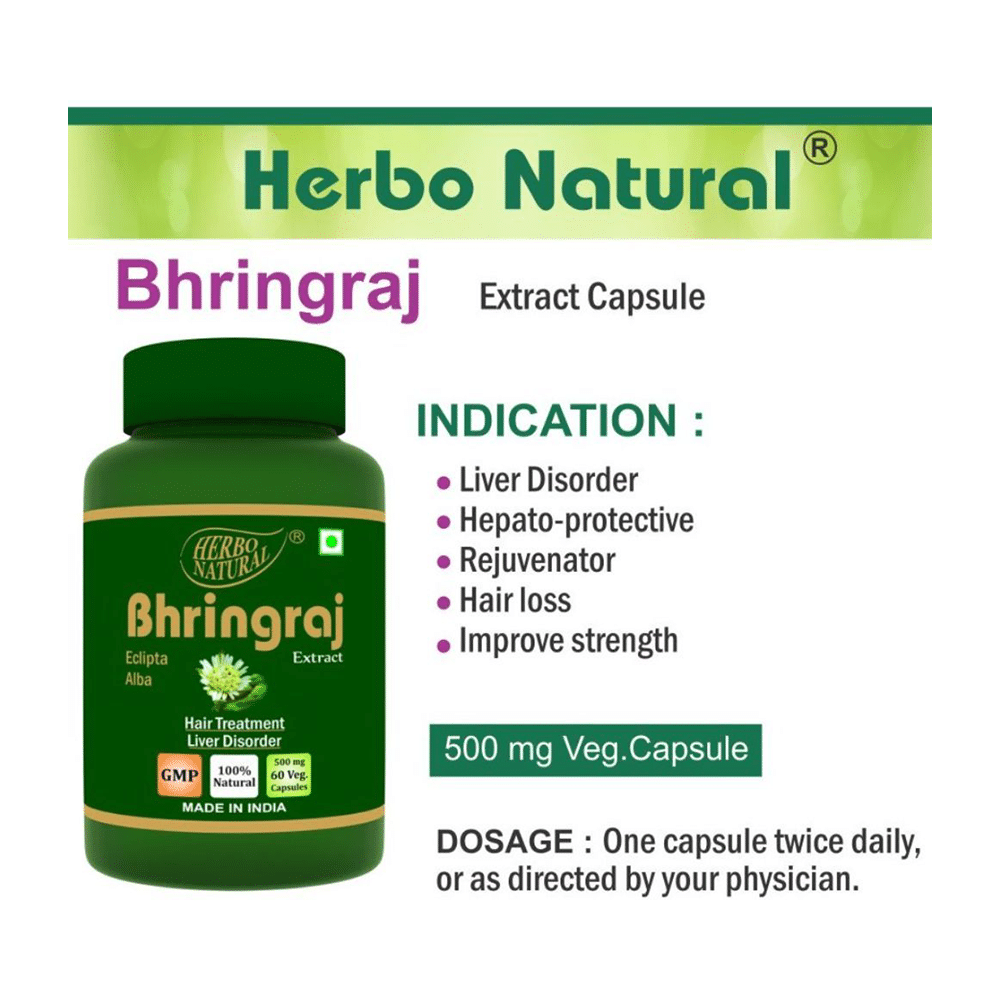 Herbo Natural Bhringraj (Eclipta Alba) Extract 500mg Veg Capsule - Image 4